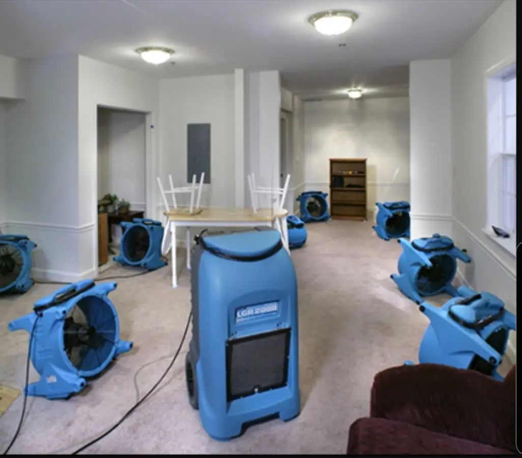 Air movers and dehumidifier setup for Water Extraction & Removal in Gardena